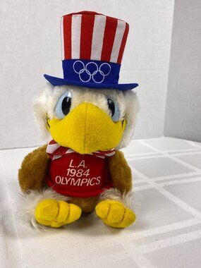 Vtg Applause 1984 LA Olympics Sam the Eagle mascot plush - 8"-ish tall.